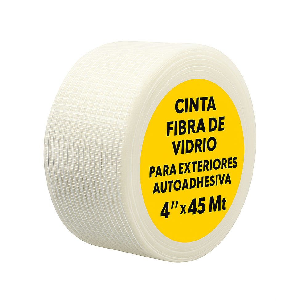 CINTA FIBRA DE VIDRIO – para exteriores autoadhesiva 4″ x 45M