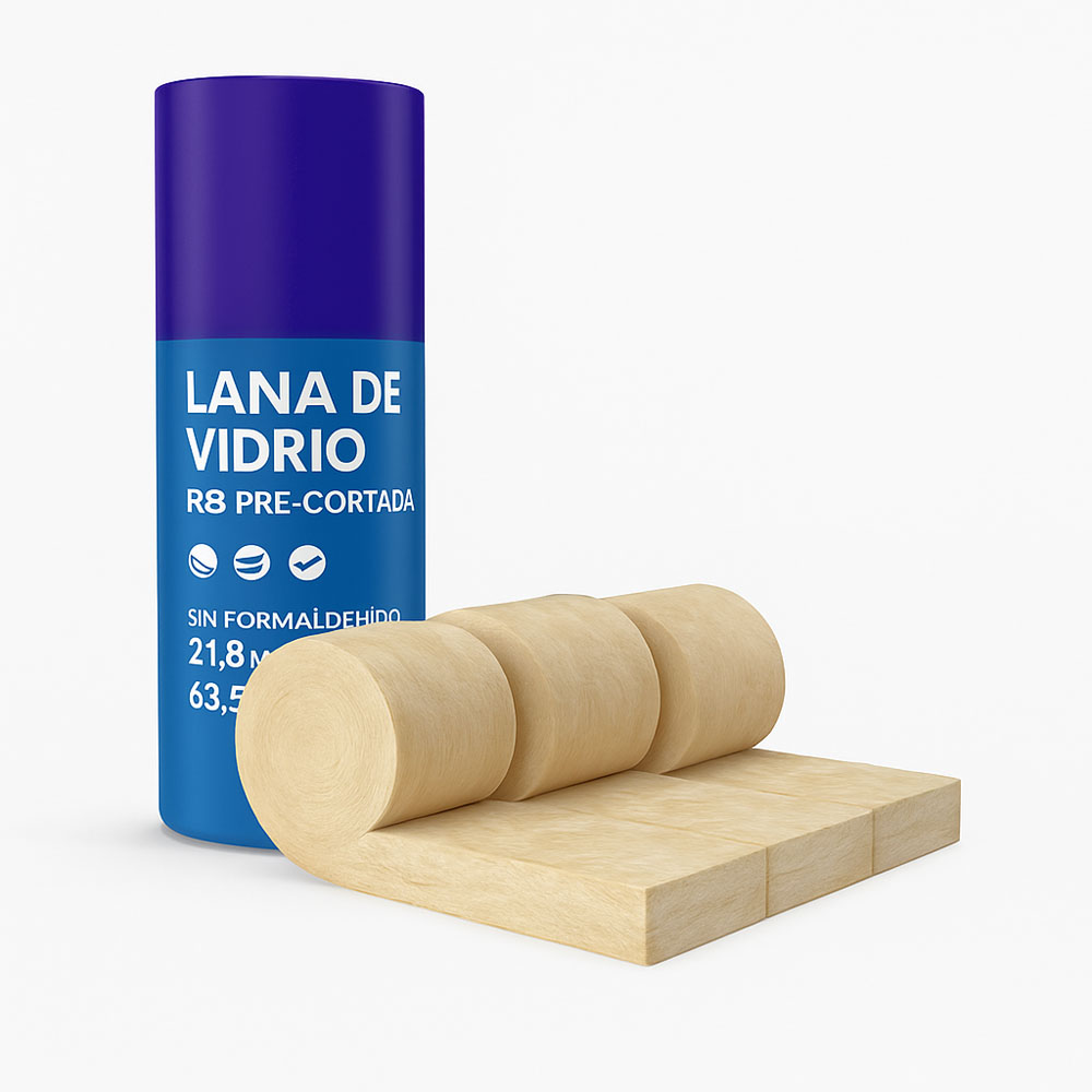 LANA DE VIDRIO R8 PRE-CORTADA – sin formaldehido  21,8M2 63,5MM